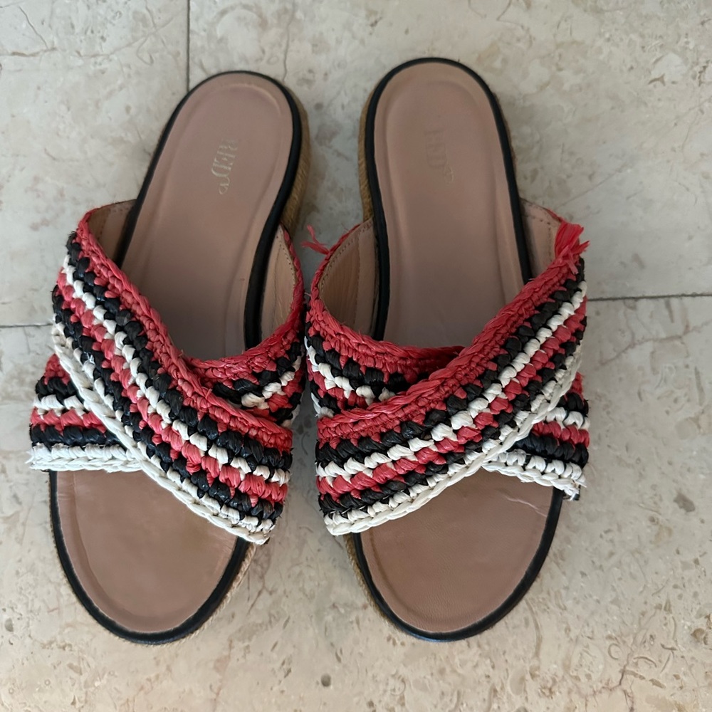 Red Valentino Raffia Slides